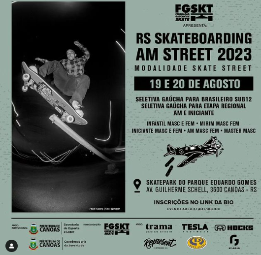 SKATE: Canoas receberá nos dias 19 e 20 de agosto o RS Skateboarding AM Street 2023