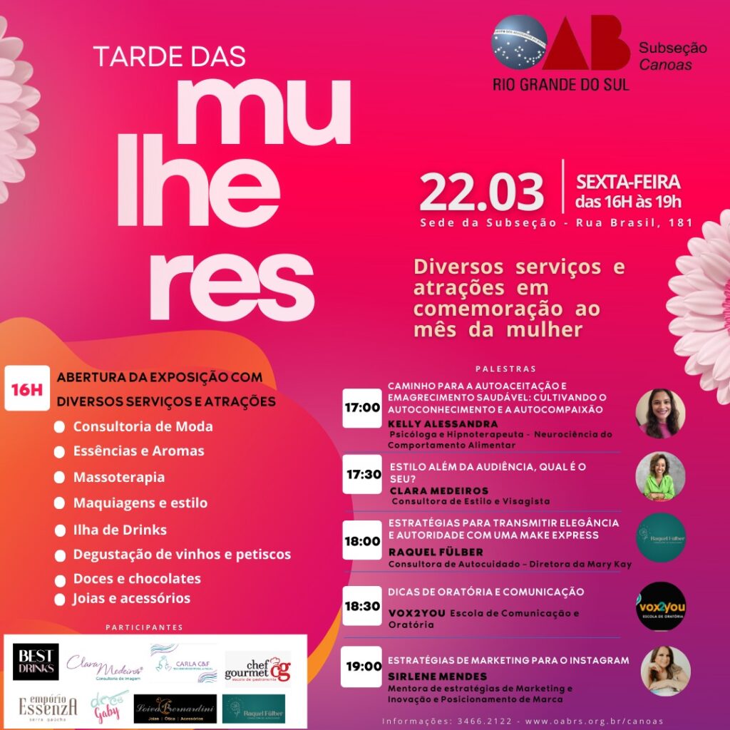 OAB Subseção Canoas realizará tarde destinada às mulheres
