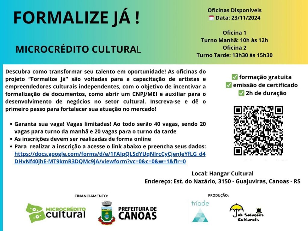 Inscrições para formação de agentes culturais de Canoas vão até 20 de novembro