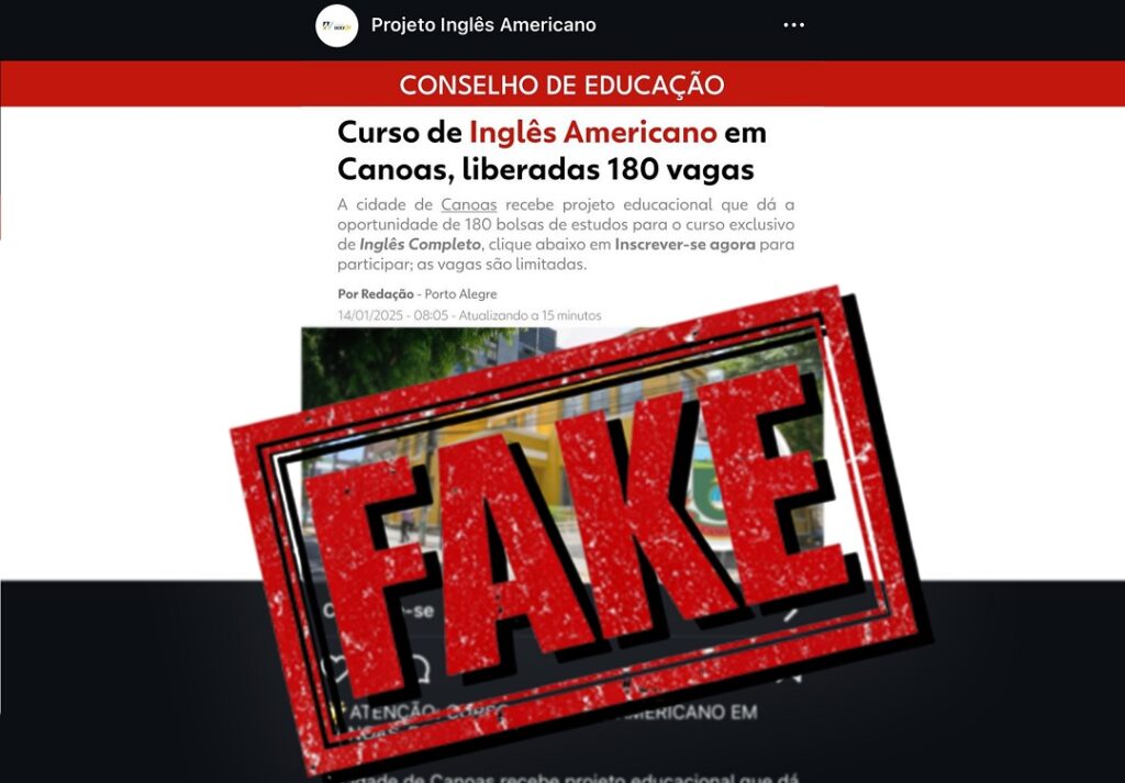 ATENÇÃO Secretaria de Educação de Canoas alerta para anúncio de falso curso de inglês