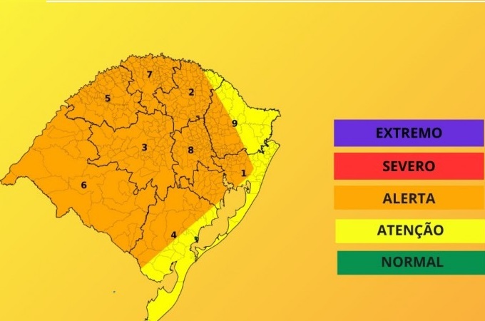 Defesa Civil alerta para previsão de altas temperaturas e temporais em grande parte do estado