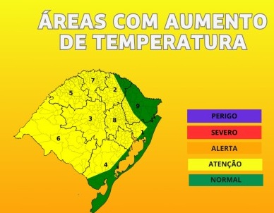 Defesa Civil alerta para temperaturas elevadas e baixa umidade relativa do ar entre 8 e 12 de fevereiro