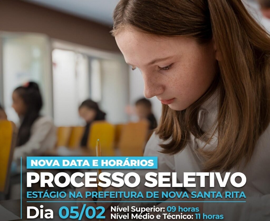 Prova para estágio na Prefeitura de Nova Santa Rita ocorre dia 5 de fevereiro