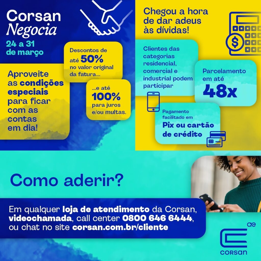 Corsan Negocia oferece condições especiais para regularização de dívidas