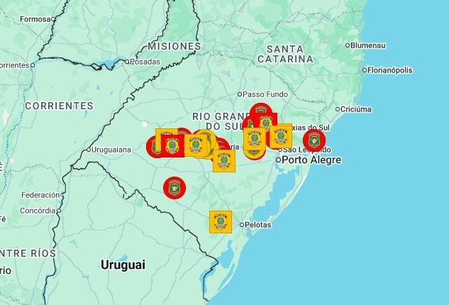 CHUVAS Governo do Estado disponibiliza mapa com informações sobre bloqueios parciais e totais nas rodovias gaúchas