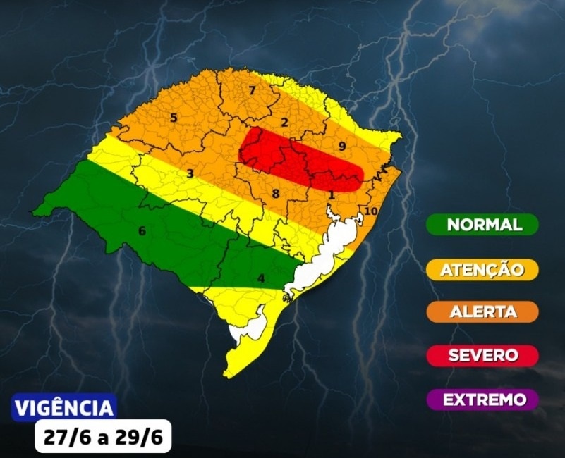 Defesa Civil Estadual emite alerta para ciclone extratropical e grande volume de chuva no final de semana