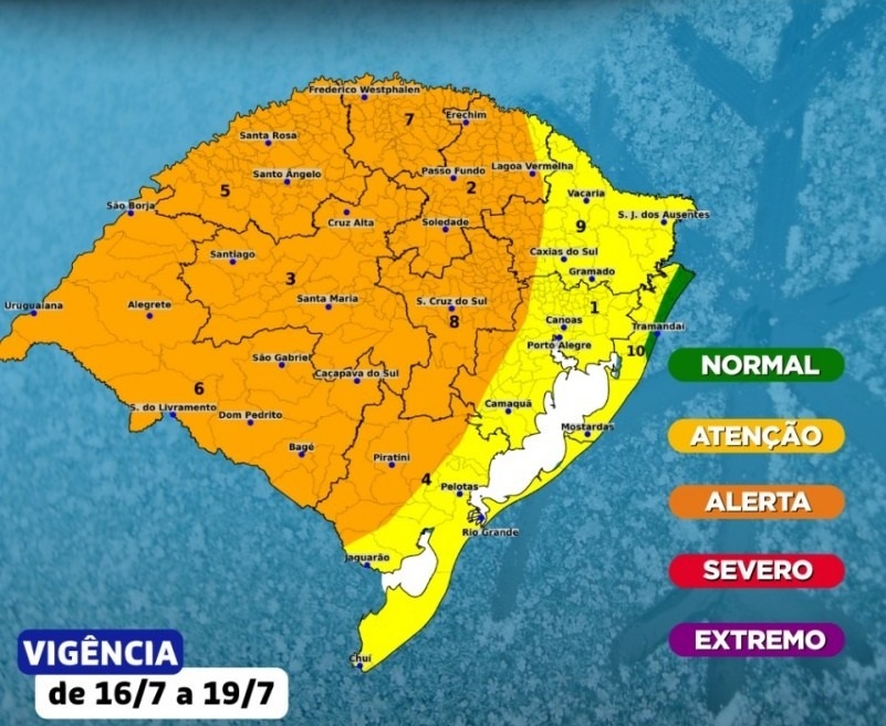 Defesa Civil prevê frio acentuado por massa de ar polar nos próximos dias no RS