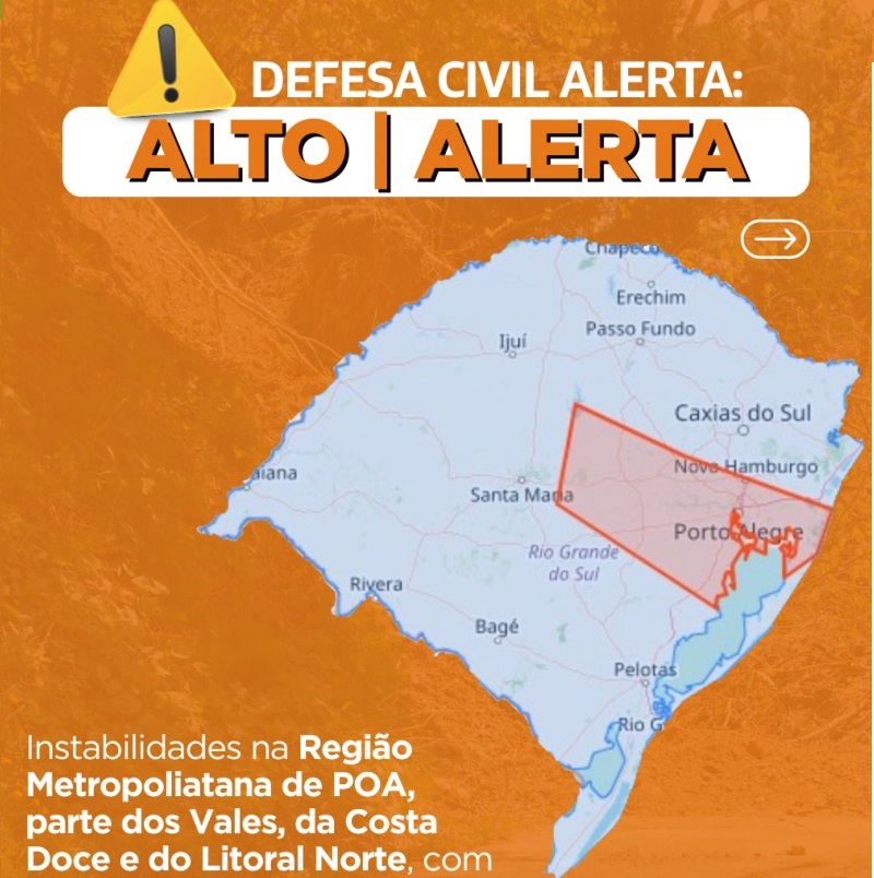 Defesa Civil alerta alerta para chuva e raios na tarde desta sexta-feira, 22